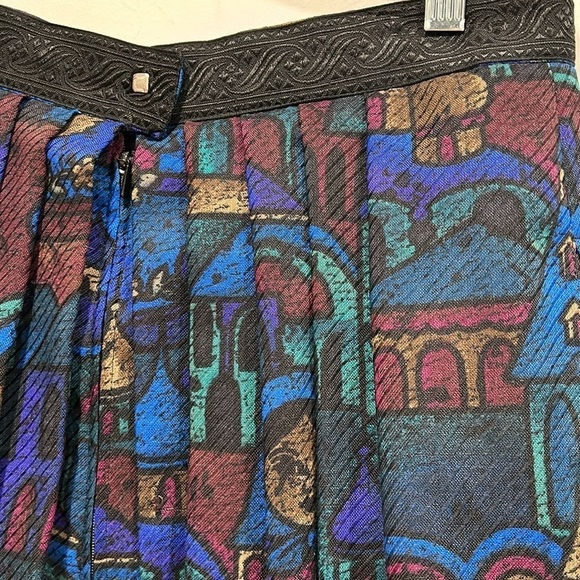 Vintage Hammerschmid Trachten Wool Folk Art Print Women Skirt Size 42 Medium - Picture 8 of 10